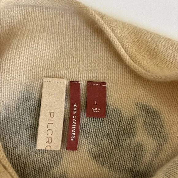 Anthropologie The Alani Cashmere Pilcro Mock-neck Sweater Beige Floral Large - Picture 4 of 16